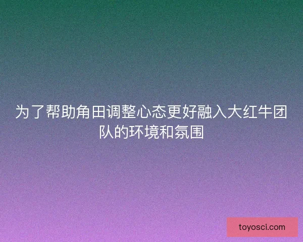 为了帮助角田调整心态更好融入大红牛团队的环境和氛围 为了帮助角田调整心态更好融入大红牛团队的环境和氛围